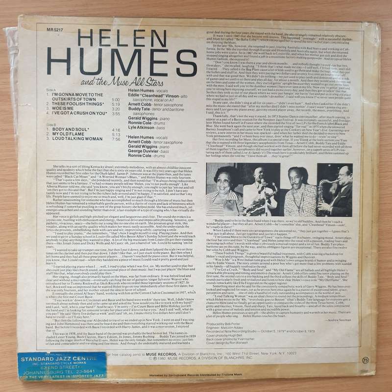 Helen Humes And The Muse All stars  Helen Humes And The Muse All Stars -  Vinyl LP Record - Ve...
