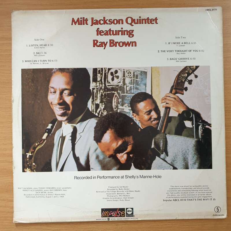 Milt Jackson Quintet Featuring Ray Brown  Just The Way It Had To Be - Vinyl LP Record - Very-G...