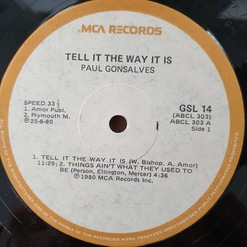 Paul Gonsalves  Tell It The Way It Is! (GSL14)  - Vinyl LP Record - Very-Good+ Quality (VG+) (...