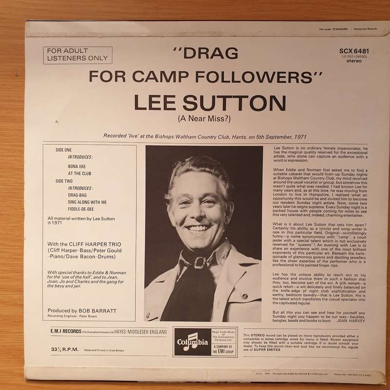 Lee Sutton (A Near Miss?)  Drag For Camp Followers - Vinyl LP Record - Very-Good+ Quality (VG+...