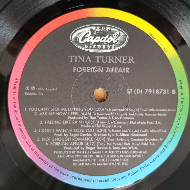 Tina Turner  Foreign Affair (with lyrics inner) - Vinyl LP Record - Very-Good Quality (VG) ...