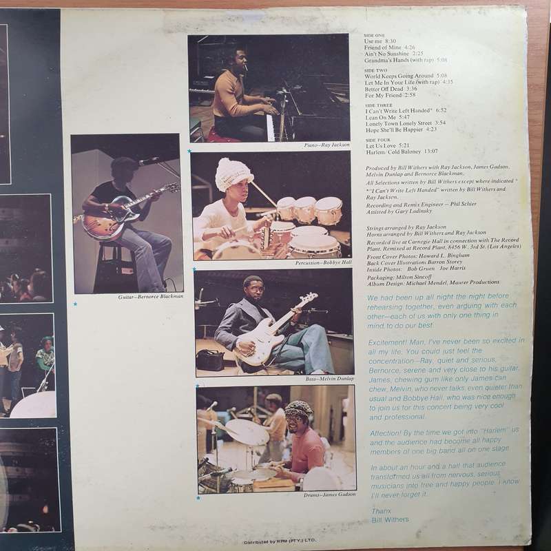 Bill Withers  Bill Withers Live At Carnegie Hall - Double Vinyl LP Record - Good+ Quality (G+)...