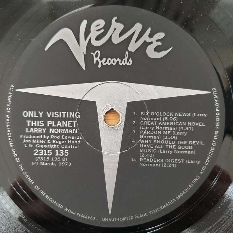 Larry Norman  Only Visiting This Planet - Vinyl LP Record - Very-Good+ Quality (VG+) (verygood...