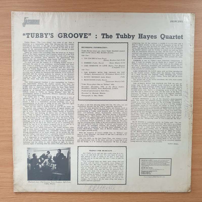 Tubby Hayes Quartet  Tubby's Groove -  Vinyl LP Record - Very-Good+ Quality (VG+)