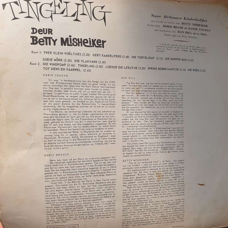 Tingeling - Doris Brasch & Dawie Couzyn  Betty Misheiker Liedjies (Very Rare) - Vinyl LP Recor...