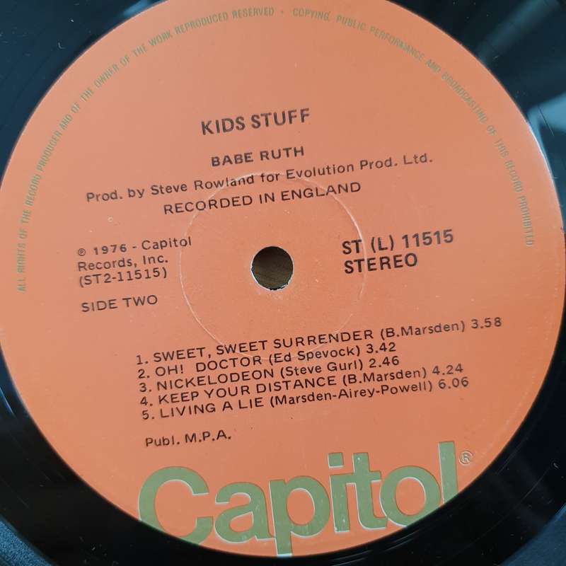 Babe Ruth  Kid's Stuff - Vinyl LP Record - Very-Good- Quality (VG-) (minus)