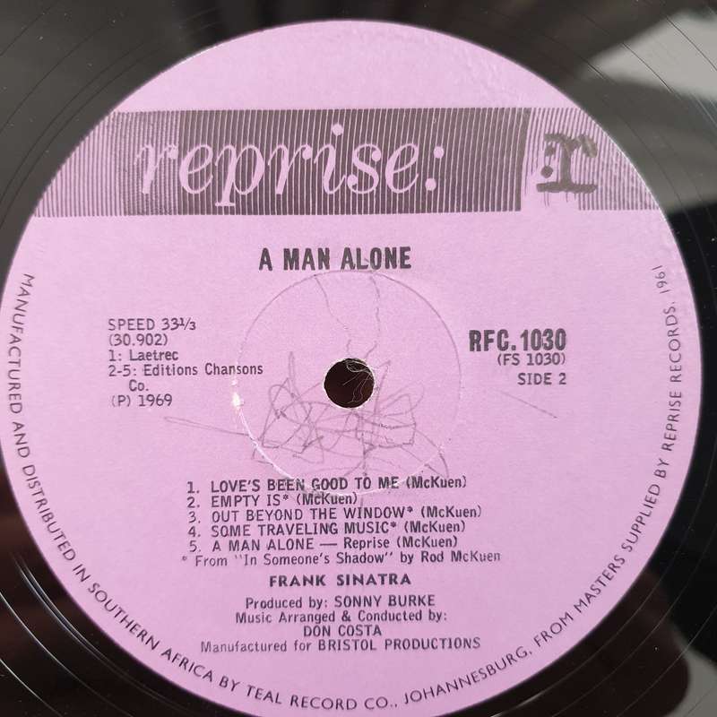 Frank Sinatra  A Man Alone -  Vinyl LP Record - Opened  - Very-Good+ Quality (VG+)