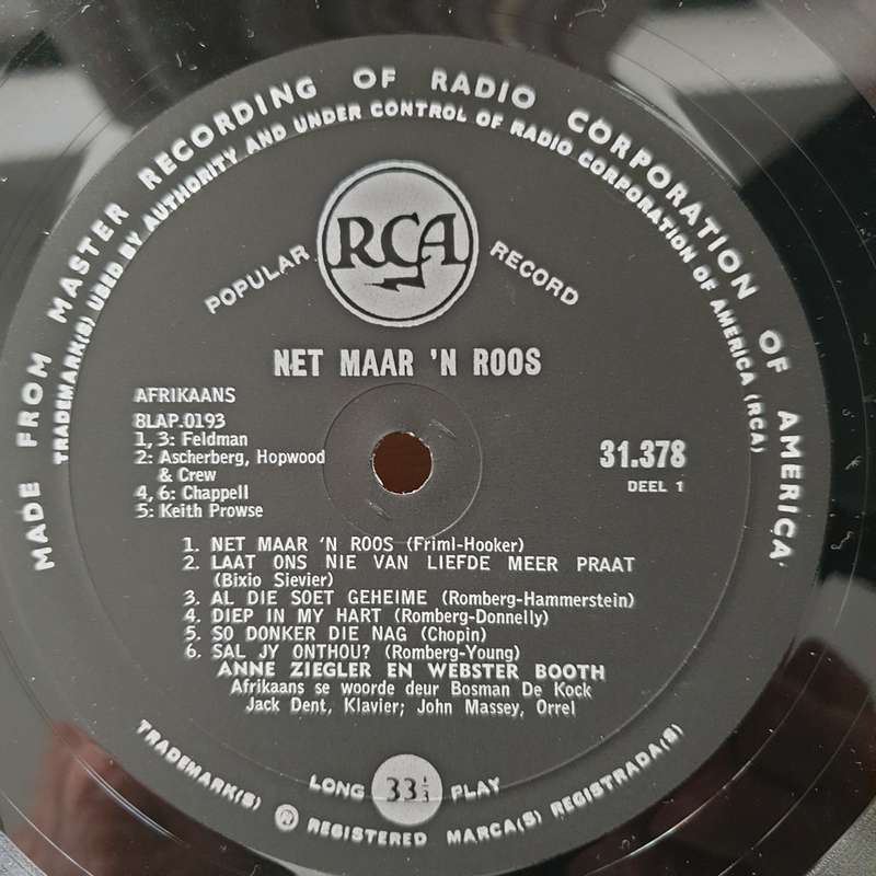 Anne Ziegler & Webster Booth - Net Maar 'n Roos - Vinyl LP Record - Very-Good+ Quality (VG+) (ver...