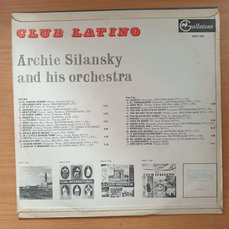 Club Latino - Archie Silansky and his Orchestra (Very Rare) - Vinyl LP Record - Very-Good+ Qualit...