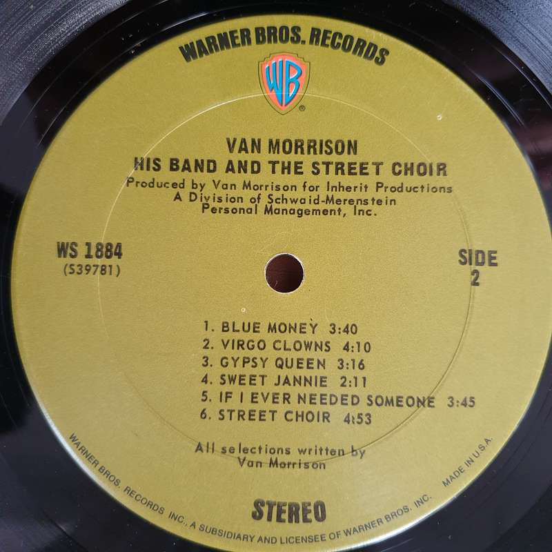 Van Morrison  His Band And The Street Choir - Vinyl LP Record - Very-Good Quality (VG)  (verry)
