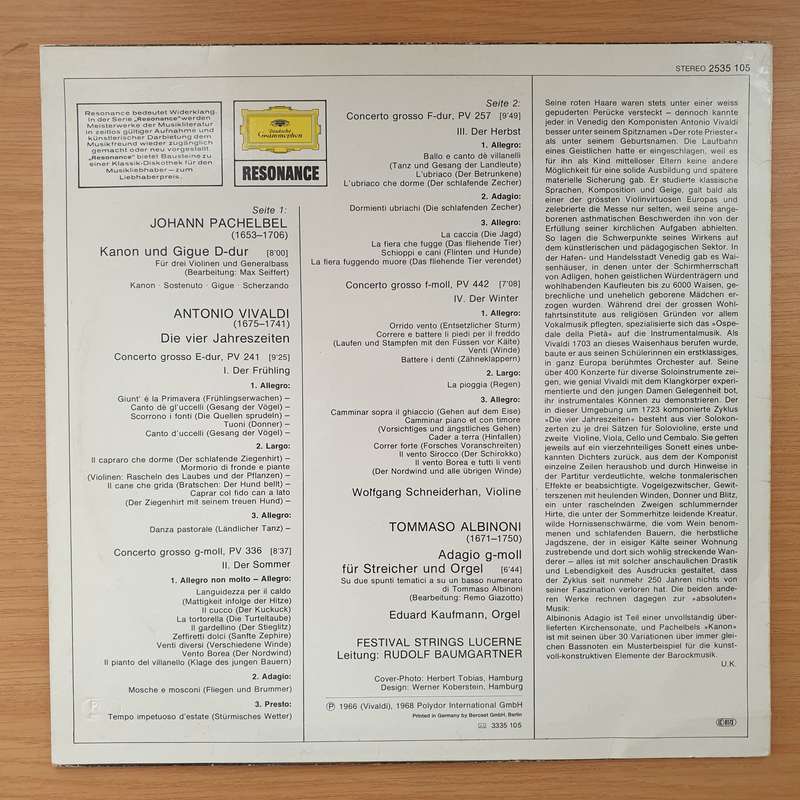 The Four Seasons - Adagio - Canon & Gigue - Vinyl LP Record - Very-Good+ Quality (VG+) (verygoodp...