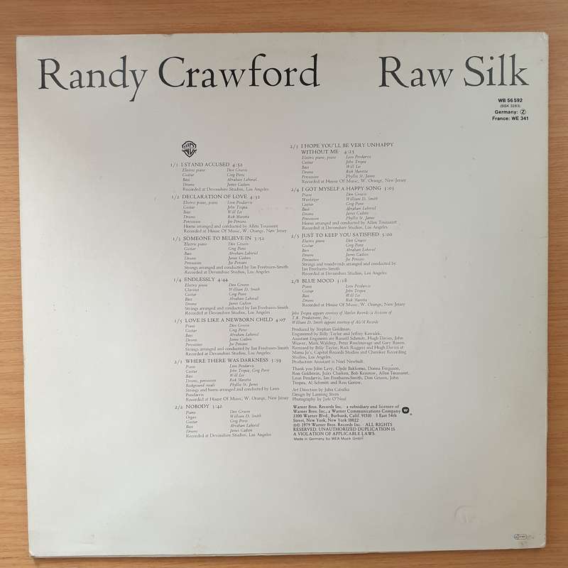 Randy Crawford  Raw Silk (Autographed) - Vinyl LP Record - Very-Good+ Quality (VG+) (verygoodp...