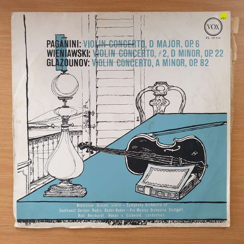 Bronislaw Gimpel, Paganini, Wieniawski, Glazunov  Violin Concerto, D Major, Op. 6 / Violin Con...