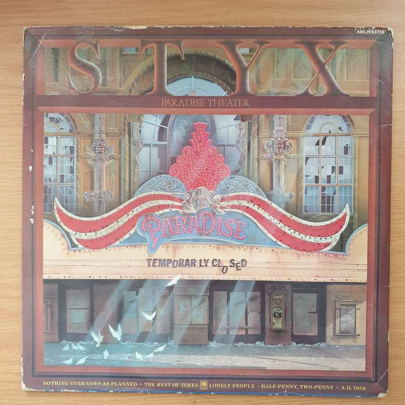 Styx - Paradise Theatre (With Lazer Picture Engraving)   Vinyl LP Record - Very-Good+ Quality ...