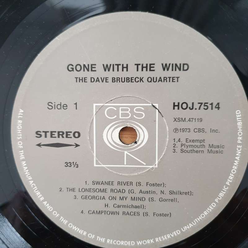 The Dave Brubeck Quartet  Gone With The Wind - Vinyl LP Record - Good+ Quality (G+) (gplus)
