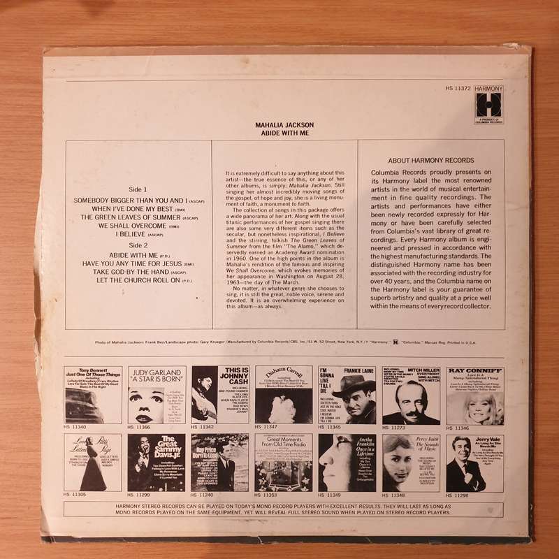 Mahalia Jackson  Abide With Me - Vinyl LP Record - Very-Good Quality (VG)  (verry)