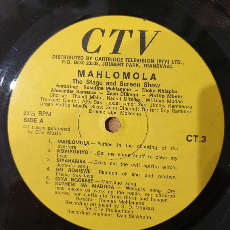 Mahlomola - The Stage and Screen Show  Vinyl LP Record - Very-Good+ Quality (VG+) (verygoodplus)