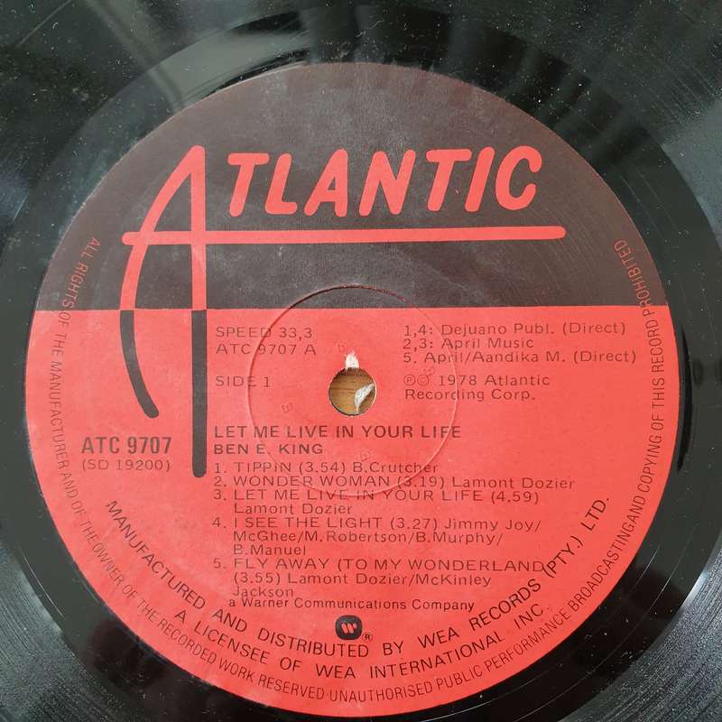 Ben E. King  Let Me Live In Your Life  Vinyl LP Record - Very-Good+ Quality (VG+) (verygood...