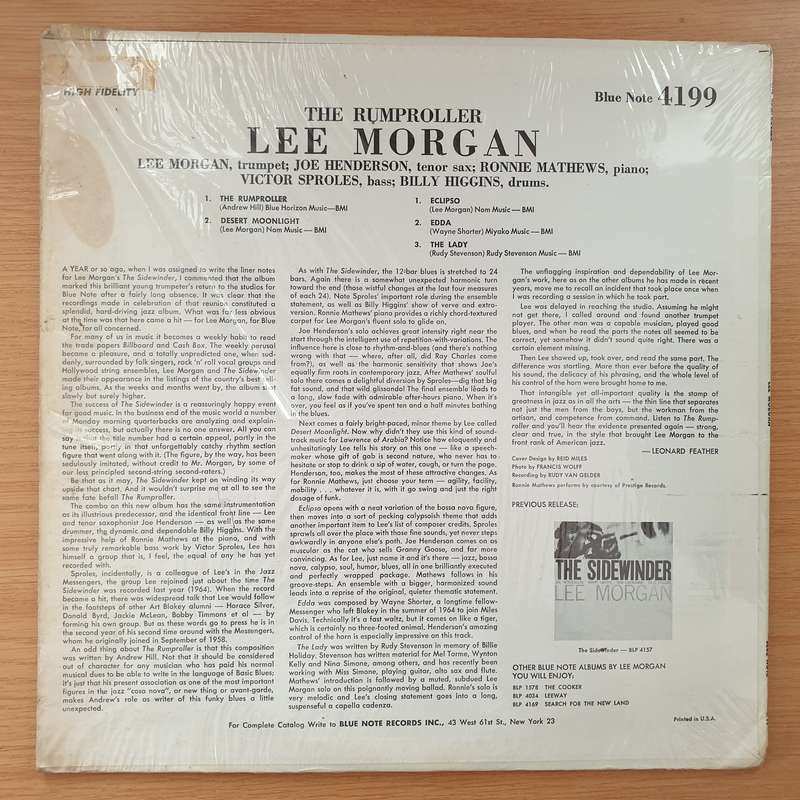 Lee Morgan  The Rumproller  Vinyl LP Record - Very-Good+ Quality (VG+) (verygoodplus) (D)