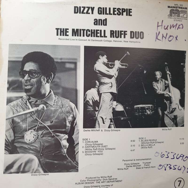 Dizzy Gillespie And The Mitchell-Ruff Duo  In Concert  - Vinyl LP Record - Very-Good- Quality ...