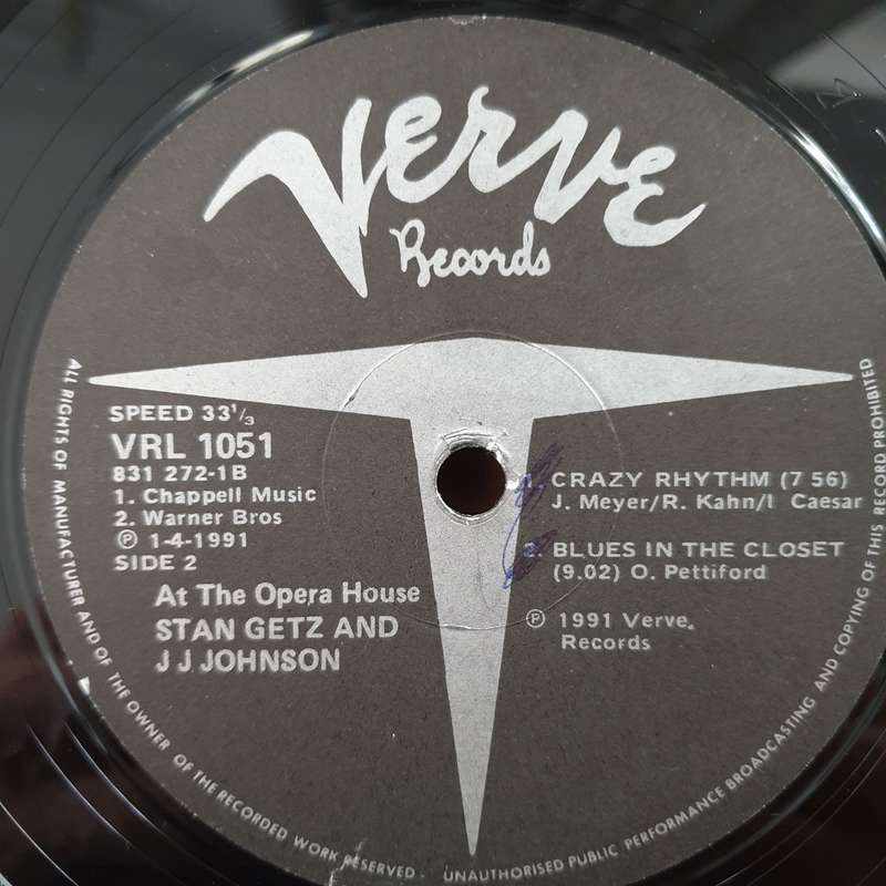 Stan Getz And J.J. Johnson  At The Opera House - Vinyl LP Record - Very-Good+ Quality (VG+) (v...