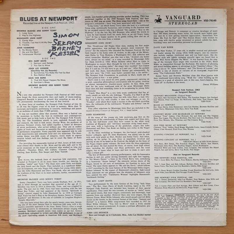 Blues At Newport (Recorded Live At The Newport Folk Festival 1963) - Vinyl LP Record - Very-Good+...
