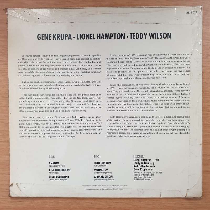 Gene Krupa /Lionel Hampton /Teddy Wilson  Gene Krupa  Lionel Hampton  Teddy Wilson (Germ...