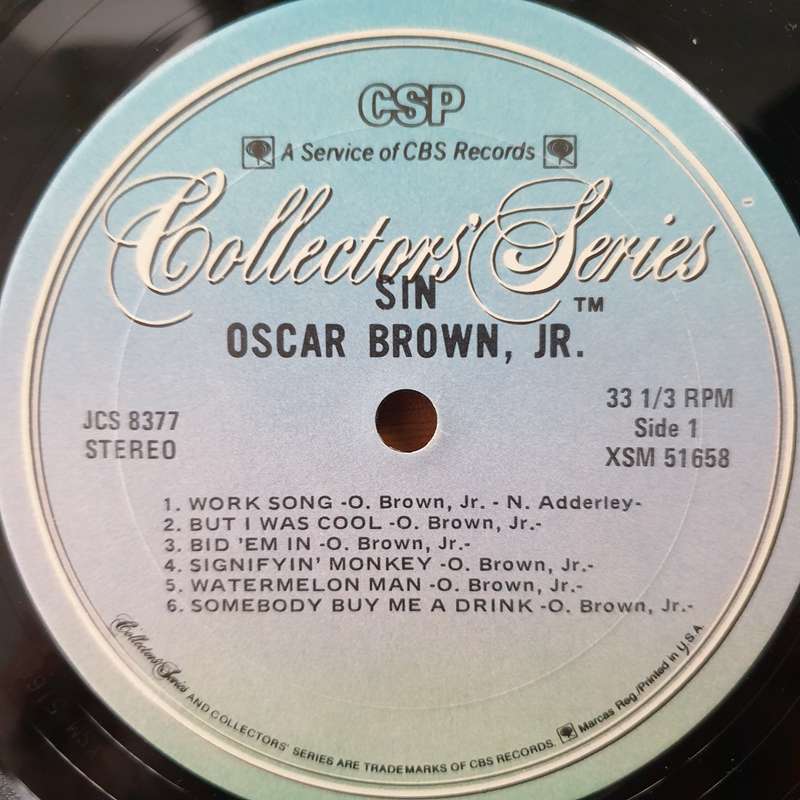 Oscar Brown Jr.  Sin & Soul - Vinyl LP Record - Very-Good+ Quality (VG+) (verygoodplus)