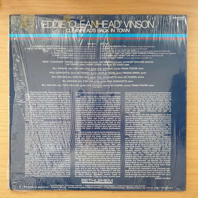 Eddie "Cleanhead" Vinson - Cleanhead's Back in Town - Vinyl LP Record - Very-Good+ Quality (VG+) ...