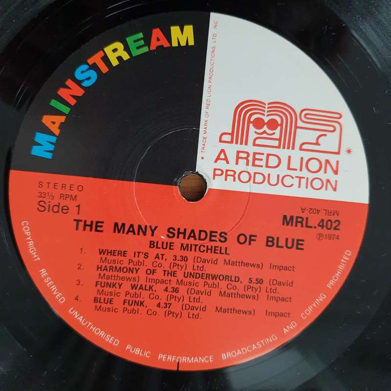 Blue Mitchell  Many Shades Of Blue  - Vinyl LP Record - Very-Good+ Quality (VG+) (verygoodplus)