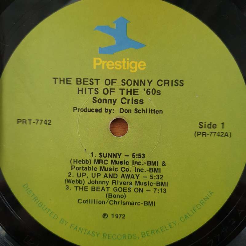 Sonny Criss  The Best Of Sonny Criss/Hits Of The '60's - Vinyl LP Record - Very-Good Quality (...