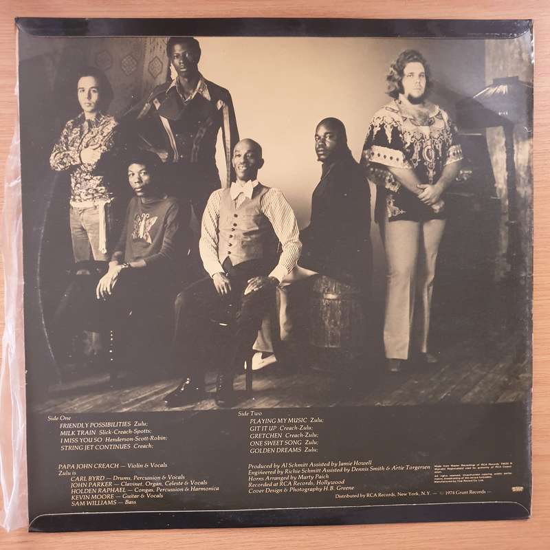 Papa John Creach & Zulu  Playing My Fiddle For You - Vinyl LP Record - Very-Good+ Quality (VG+...