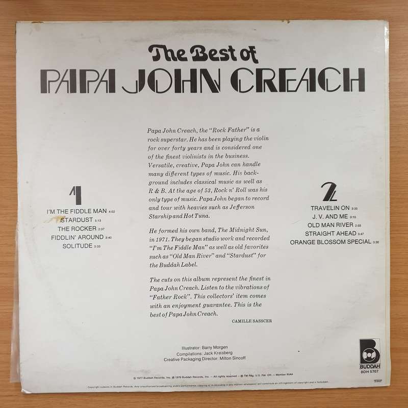Papa John Creach - The Best of Papa John Creach - Vinyl LP Record - Very-Good+ Quality (VG+) (ver...