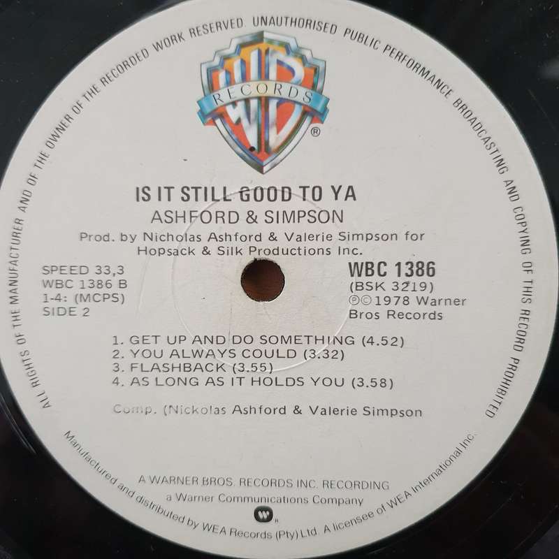 Ashford & Simpson  Is It Still Good To Ya - Vinyl LP Record - Very-Good+ Quality (VG+) (verygo...