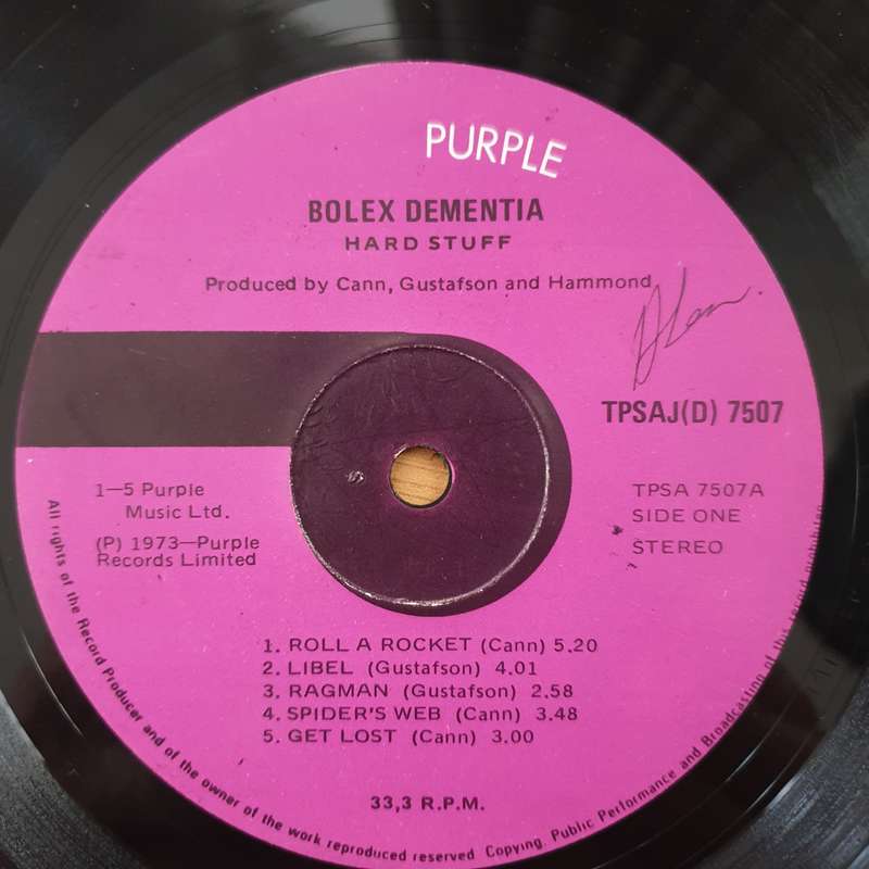 Hard Stuff  Bolex Dementia - Vinyl LP Record - Very-Good Quality (VG)  (verry)