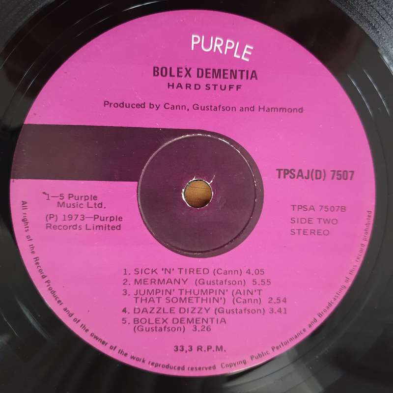 Hard Stuff  Bolex Dementia - Vinyl LP Record - Very-Good Quality (VG)  (verry)