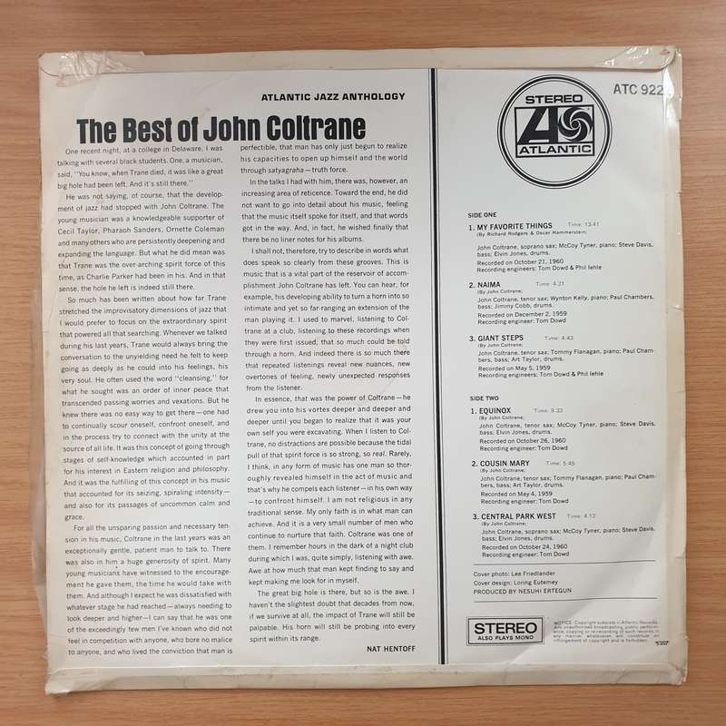 John Coltrane  The Best Of John Coltrane - Vinyl LP Record  (VG)
