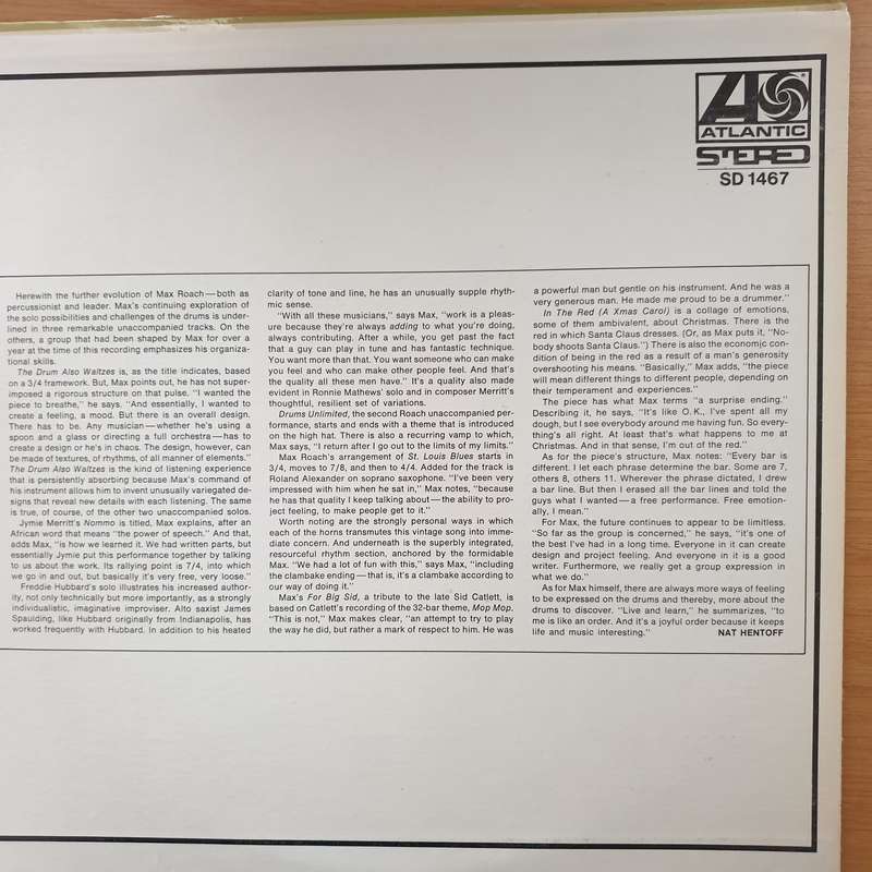 Max Roach  Drums Unlimited - Vinyl LP Record - Very-Good+ Quality (VG+) (verygoodplus)