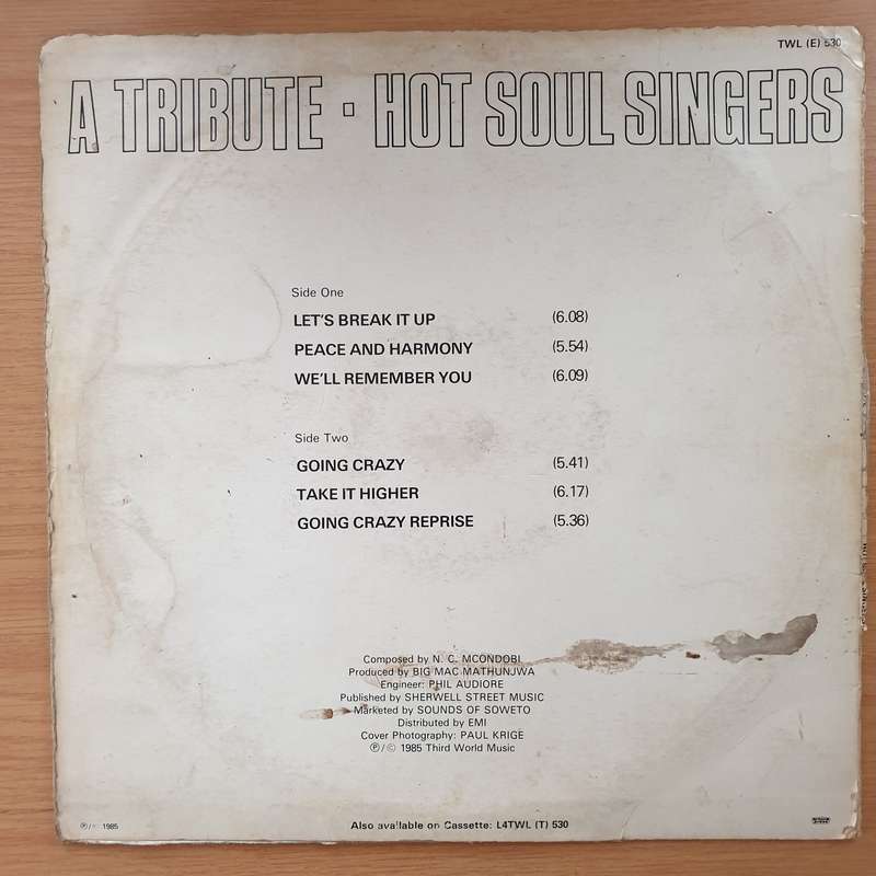 Hot Soul Singers  A Tribute   Vinyl LP Record - Very-Good- Quality (VG-)