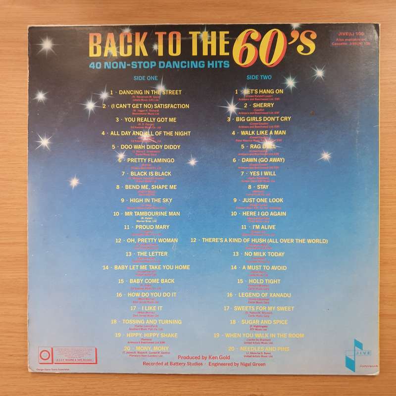 Back to the 60's - 40 Non Stop Dancing Hits - Vinyl LP Record - Very-Good+ Quality (VG+) (verygoo...