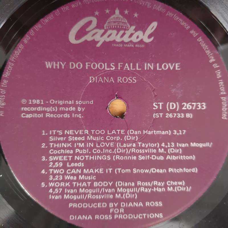 Diana Ross  Why Do Fools Fall In Love - Vinyl LP Record - Very-Good+ Quality (VG+) (verygoodplus)
