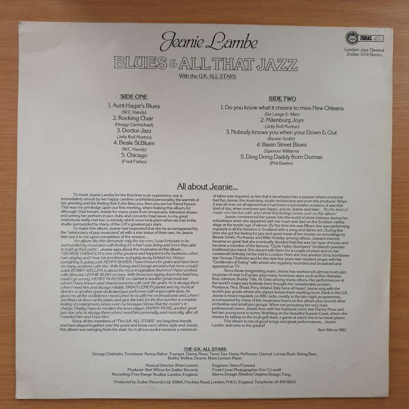 Jeanie Lambe With The U.K. All Stars  Blues & All That Jazz - Vinyl LP Record - Very-Good+ Qua...