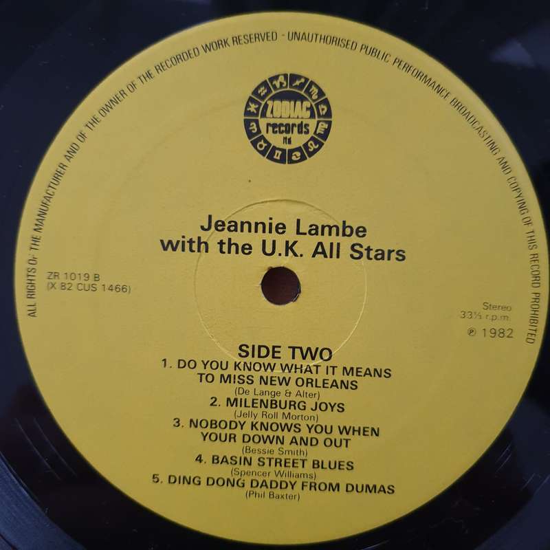 Jeanie Lambe With The U.K. All Stars  Blues & All That Jazz - Vinyl LP Record - Very-Good+ Qua...