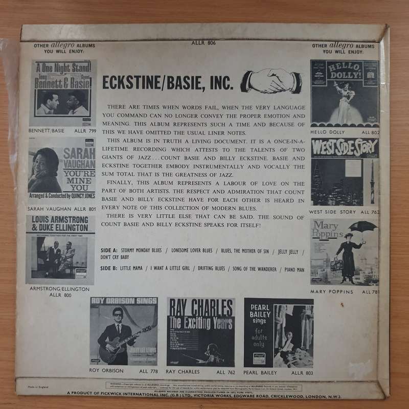 Billy Eckstine With Count Basie And His Orchestra  Basie/Eckstine Incorporated- Vinyl LP Recor...
