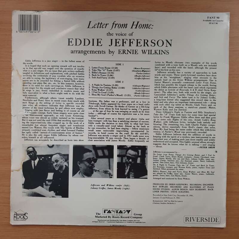 Eddie Jefferson  Letter From Home - Vinyl LP Record - Very-Good+ Quality (VG+) (verygoodplus)
