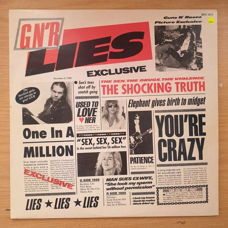 Guns N' Roses  G N' R Lies - Vinyl LP Record - Very-Good+ (VG+)