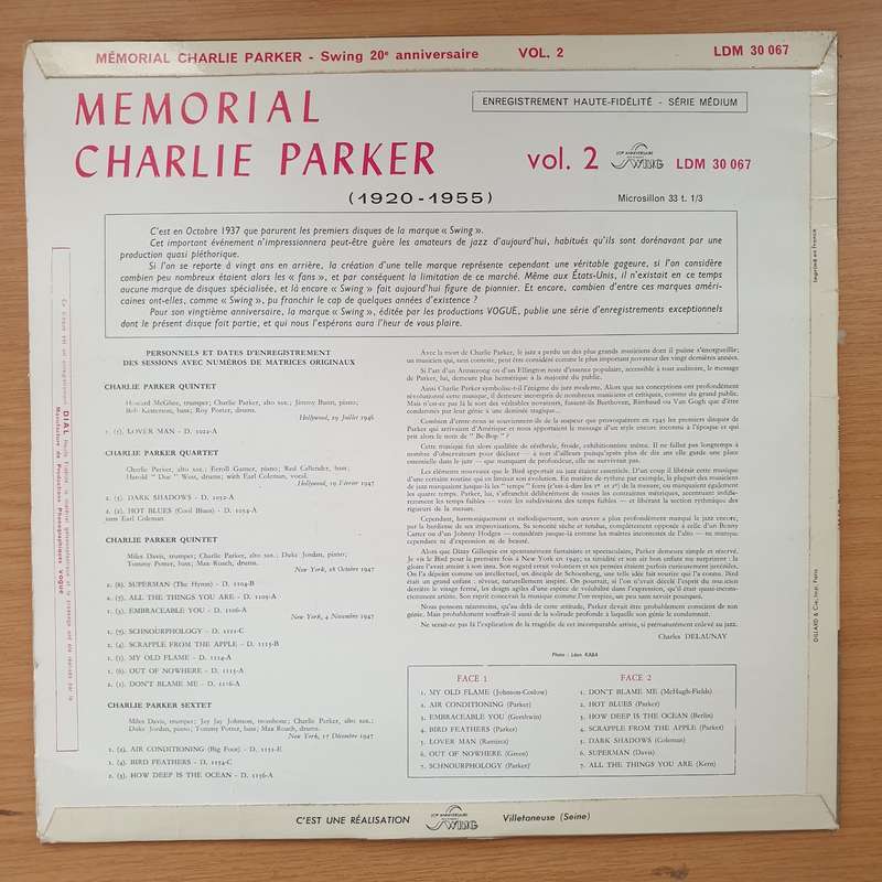 Charlie Parker  Memorial Charlie Parker - Vinyl LP Record - Very-Good Quality (VG)  (verry)