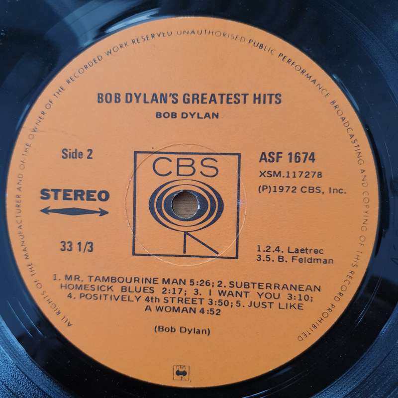 Bob Dylan  Bob Dylan's Greatest Hits - Vinyl LP Record - Very-Good- Quality (VG-)