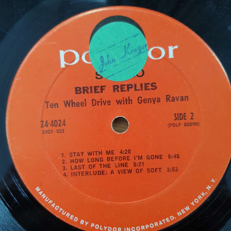 Ten Wheel Drive With Genya Ravan  Brief Replies - Vinyl LP Record - Good+ Quality (G+) (gplus)