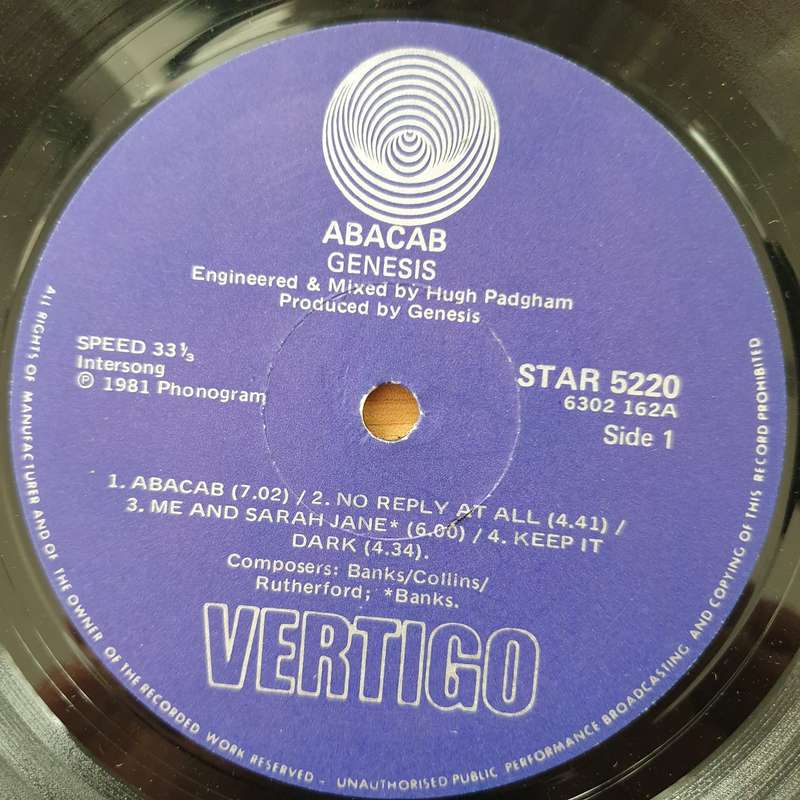 Genesis - ABACAB  - Vinyl LP Record - Very-Good- Quality (VG-) (verygoodminus)
